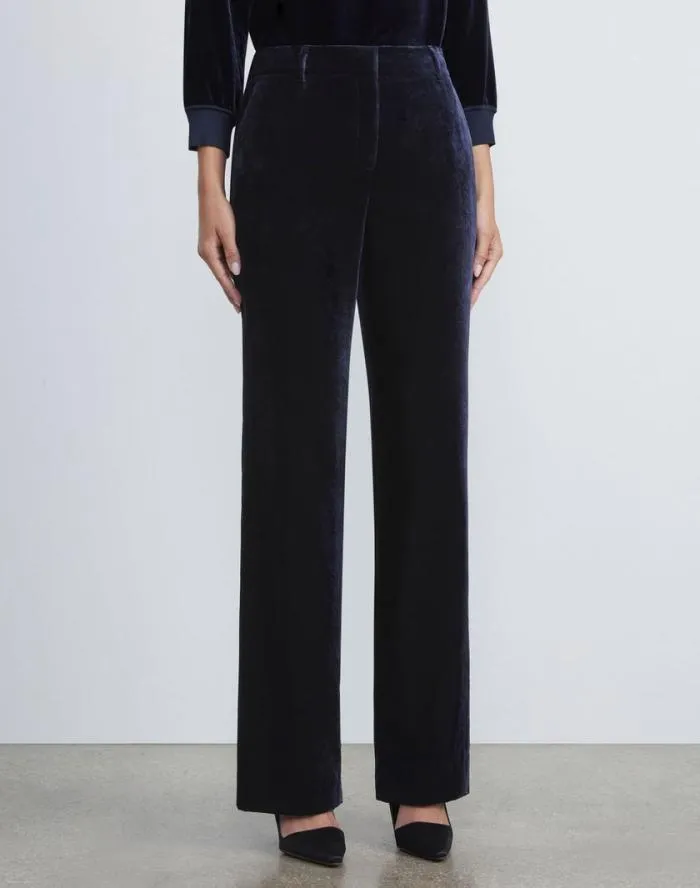 Ready To Wear Crushed Velvet Gates Pant Midnight Blue Lafayette 148 New York Pants and Shorts