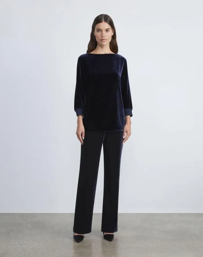 Ready To Wear Crushed Velvet Gates Pant Midnight Blue Lafayette 148 New York Pants and Shorts