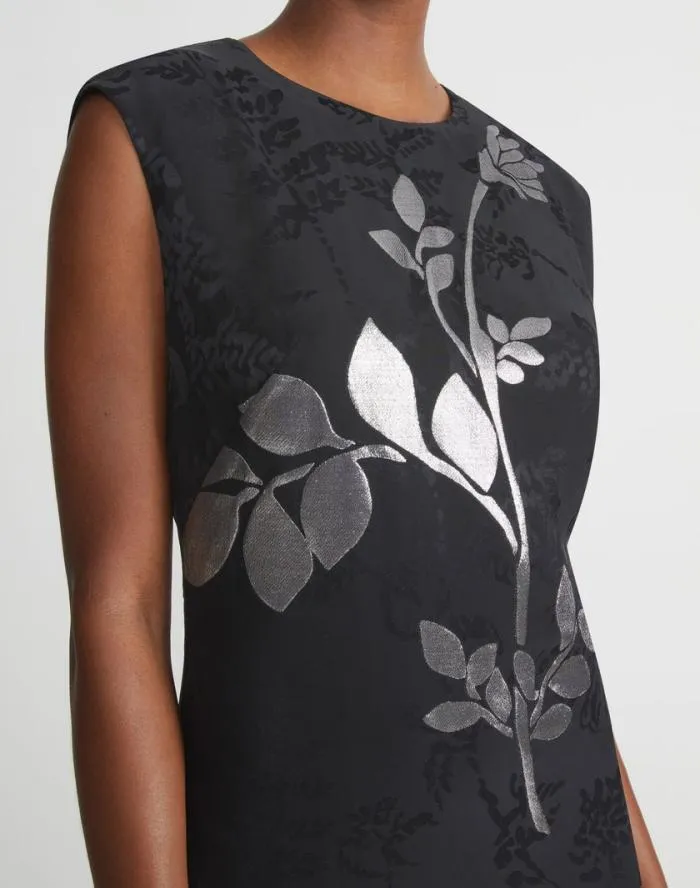 Ready To Wear Flora Bloom Metallic Jacquard ViscoseSilk Dress Black Multi Lafayette 148 New York Dresses
