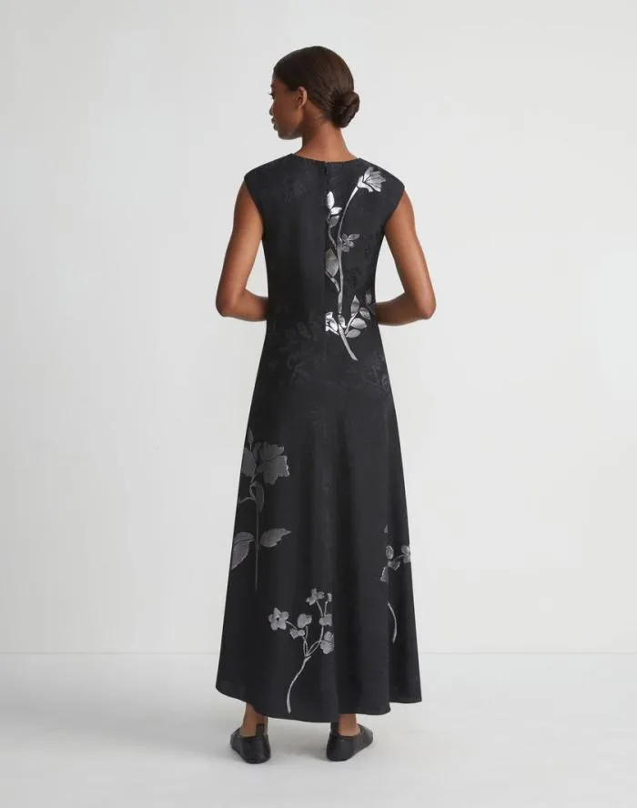 Ready To Wear Flora Bloom Metallic Jacquard ViscoseSilk Dress Black Multi Lafayette 148 New York Dresses