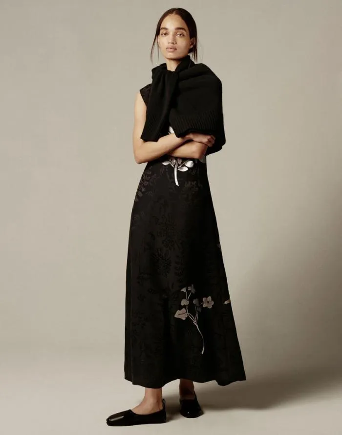 Ready To Wear Flora Bloom Metallic Jacquard ViscoseSilk Dress Black Multi Lafayette 148 New York Dresses
