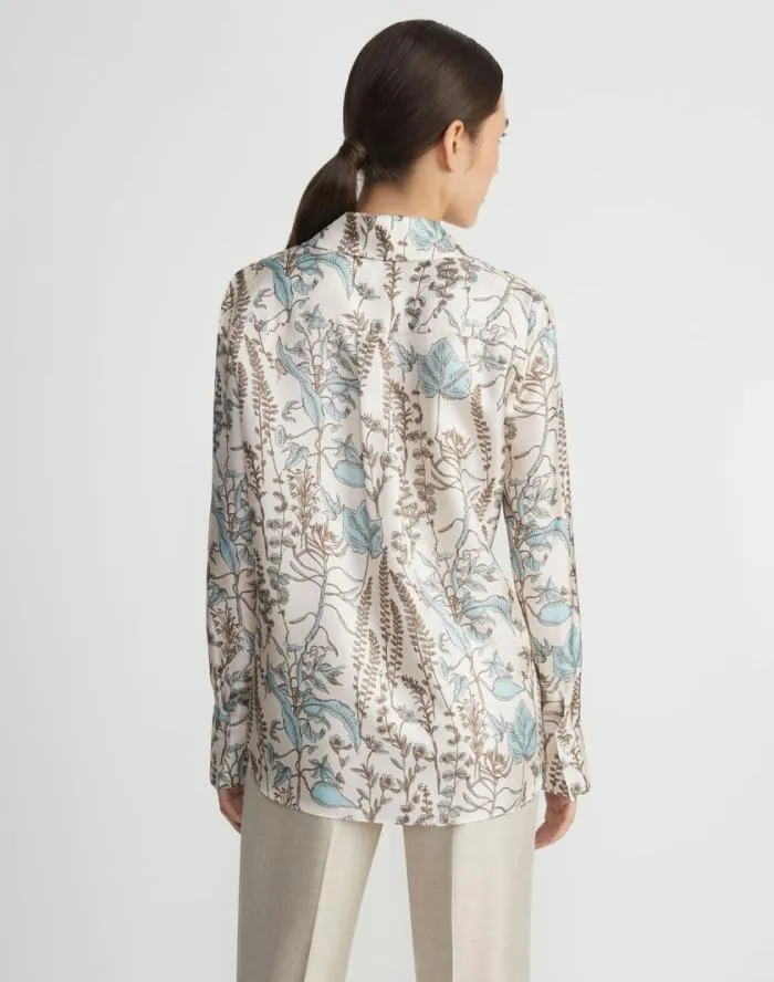 Ready To Wear Flora Trail Print Silk Twill Collared Blouse Pampas Plume Multi Lafayette 148 New York Blouses and Shirts