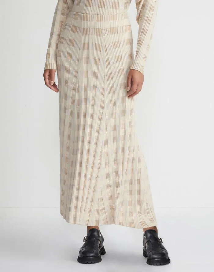 Ready To Wear Gingham Responsible Matte Crepe Knit Asymmetric Skirt Dune Multi Lafayette 148 New York Skirts