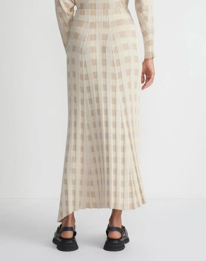 Ready To Wear Gingham Responsible Matte Crepe Knit Asymmetric Skirt Dune Multi Lafayette 148 New York Skirts