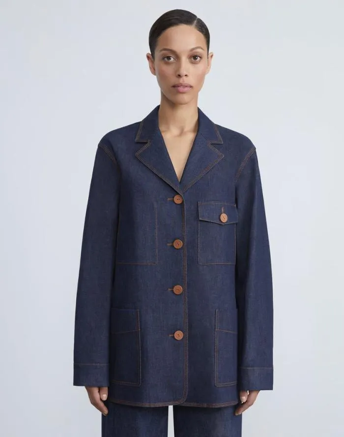 Ready To Wear L148 Denim ALine Chore Jacket Shipyard Indigo Lafayette 148 New York Jackets and Blazers