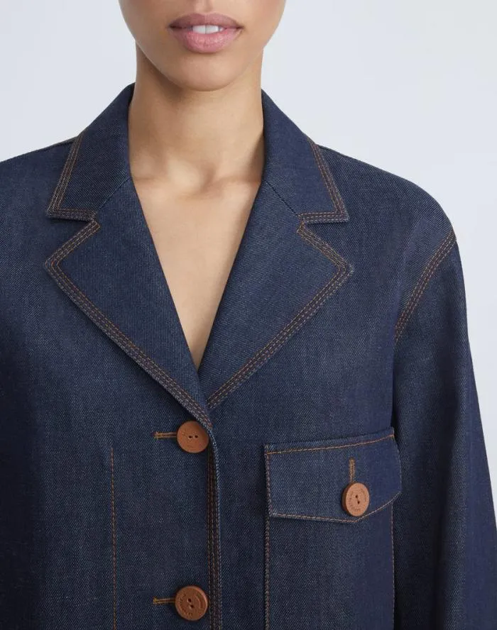 Ready To Wear L148 Denim ALine Chore Jacket Shipyard Indigo Lafayette 148 New York Jackets and Blazers