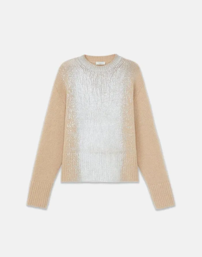 Ready To Wear Metallic Foil Print Cashmere Crewneck Sweater Dune Foil Lafayette 148 New York Sweaters and Knits Ready To Wear Metallic Foil Print Cashmere Crewneck Sweater Dune Foil Lafayette 148 New York Sweaters and Knits