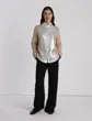 Ready To Wear Metallic Foil Print Cashmere Crewneck Sweater Dune Foil Lafayette 148 New York Sweaters and Knits