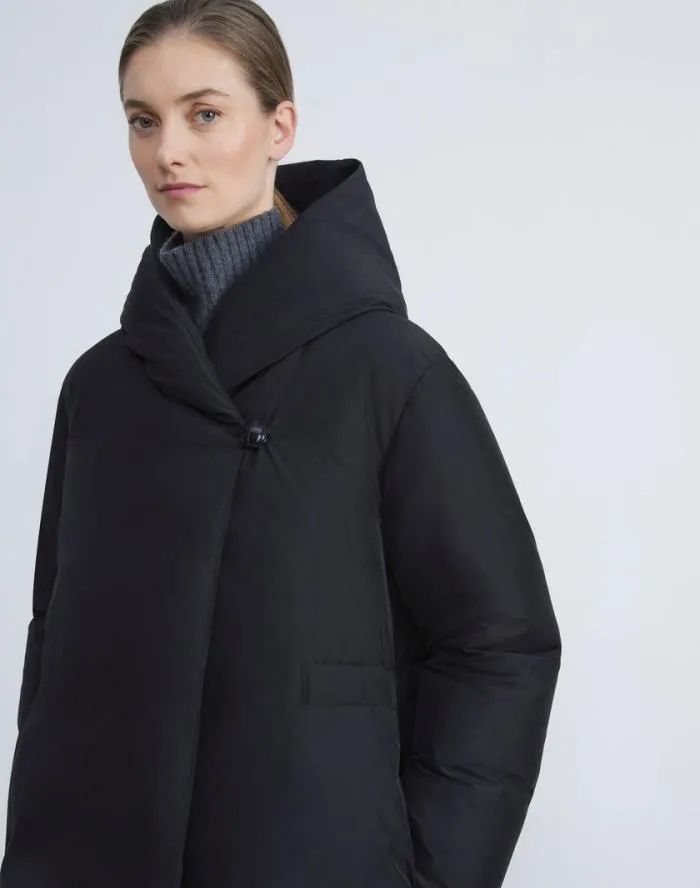 Ready To Wear Micro Twill Quilted Down Oversized Coat Black Lafayette 148 New York Jackets and Blazers