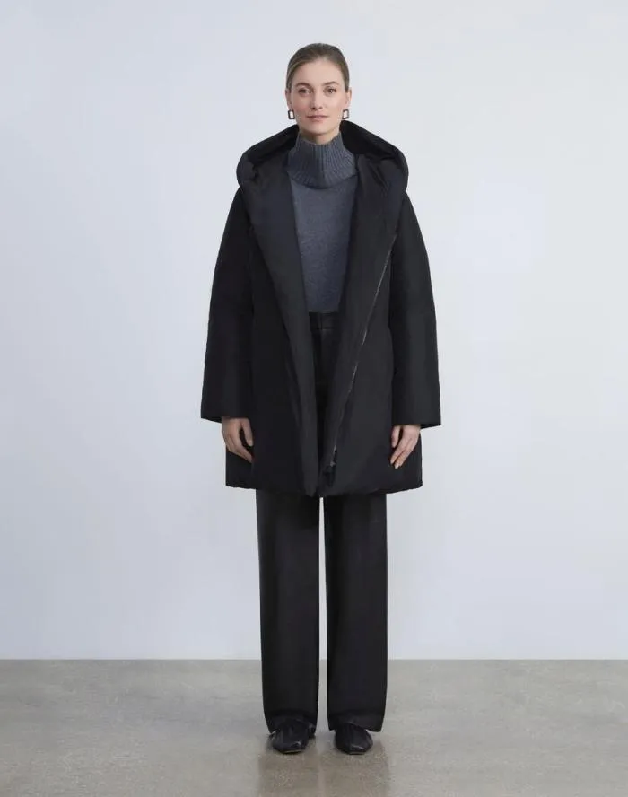 Ready To Wear Micro Twill Quilted Down Oversized Coat Black Lafayette 148 New York Jackets and Blazers