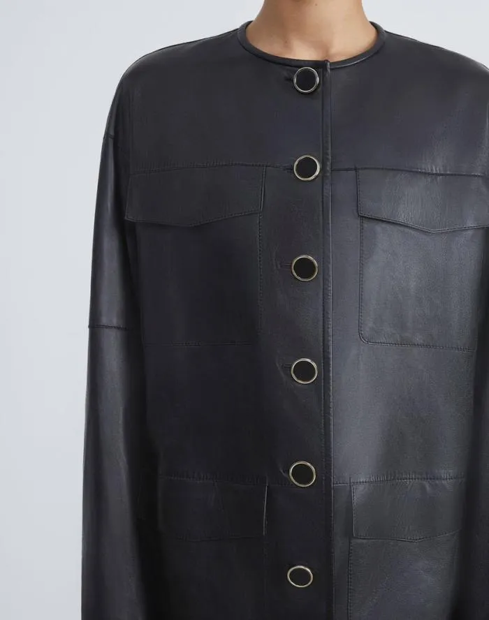 Ready To Wear Nappa Leather Quilted Coat Black Lafayette 148 New York Leathers and Suedes