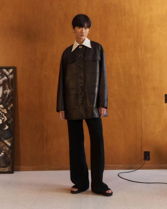 Ready To Wear Nappa Leather Quilted Coat Black Lafayette 148 New York Leathers and Suedes