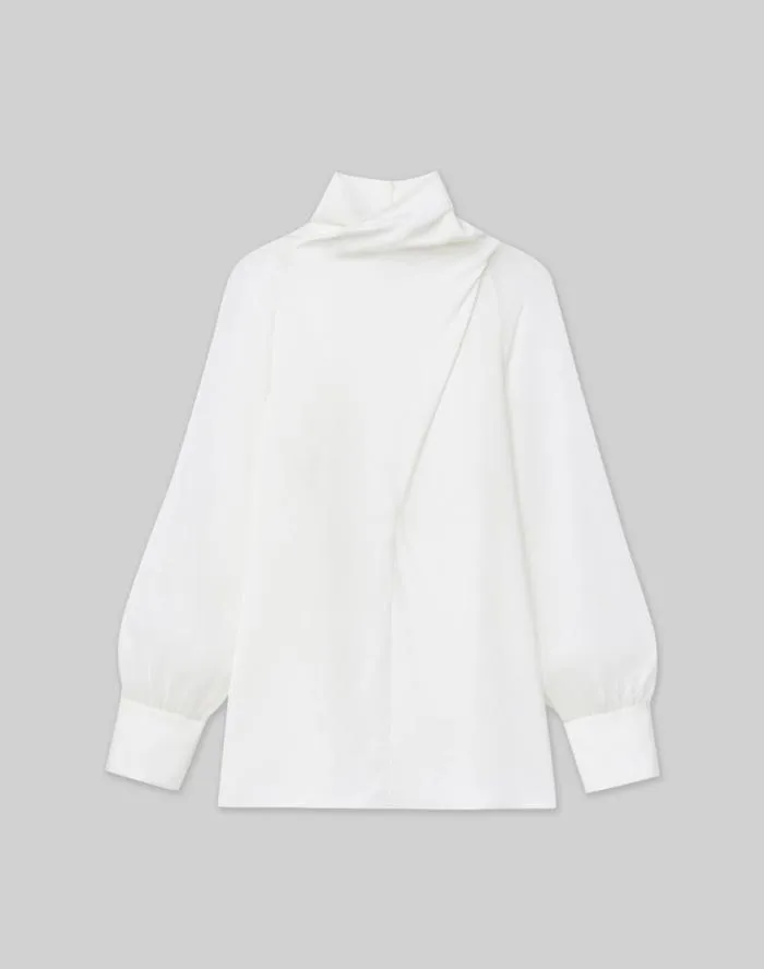 Ready To Wear Opaque and Sheer Silk Wrap Blouse Cloud Lafayette 148 New York Blouses and Shirts Ready To Wear Opaque and Sheer Silk Wrap Blouse Cloud Lafayette 148 New York Blouses and Shirts