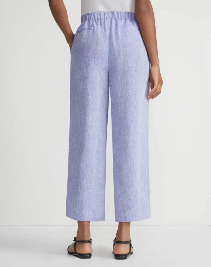 Ready To Wear Organic Linen Columbus Cropped Pant Lapis Blue Melange Lafayette 148 New York Pants and Shorts