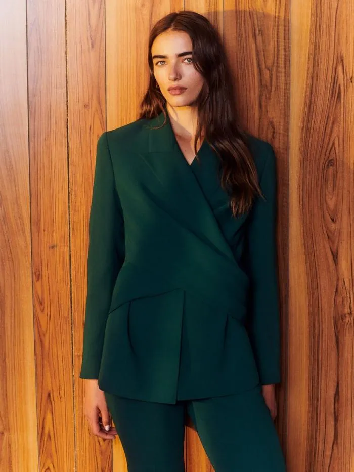 Ready To Wear Responsible Finesse Crepe Wrap Blazer Black Lafayette 148 New York Jackets and Blazers