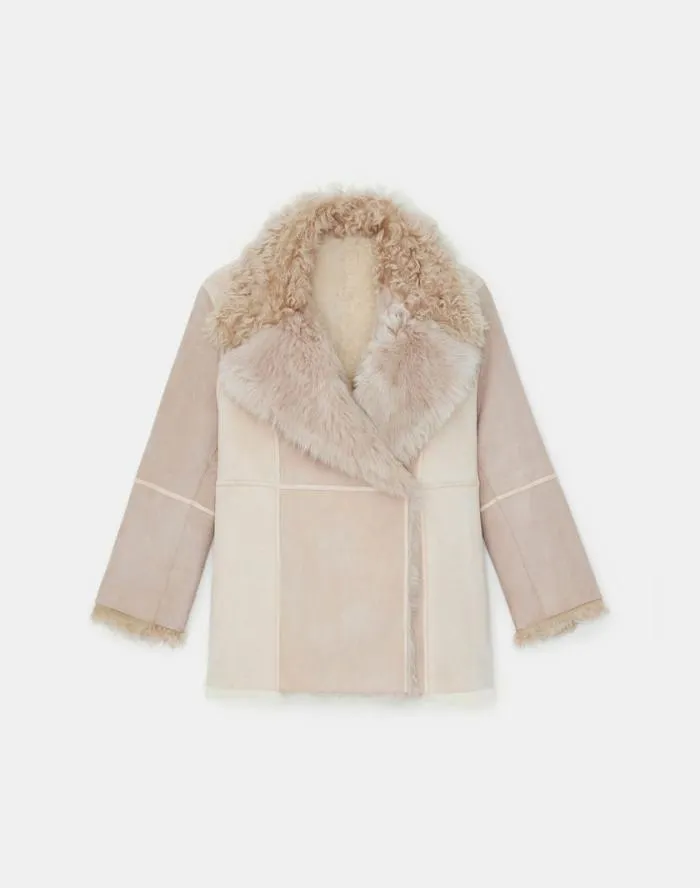Ready To Wear Shearling Reversible DoubleBreasted Oversized Peacoat Pale Buff Lafayette 148 New York Leathers and Suedes Ready To Wear Shearling Reversible DoubleBreasted Oversized Peacoat Pale Buff Lafayette 148 New York Leathers and Suedes