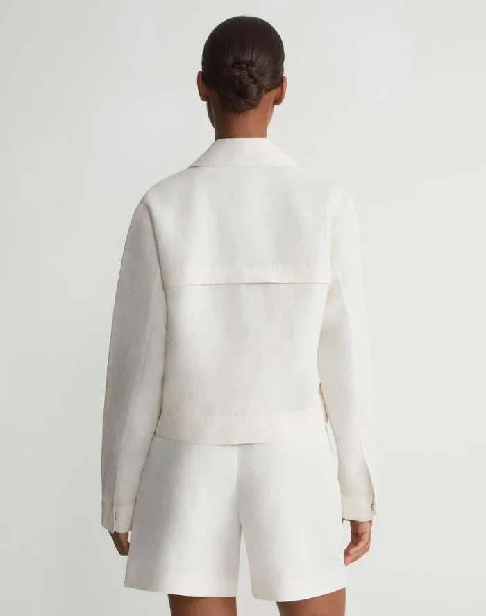 Ready To Wear SilkLinen Tapered Bomber Jacket Alabaster Lafayette 148 New York Jackets and Blazers