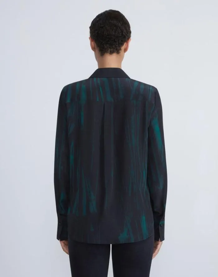 Ready To Wear Stamped Pages Print Silk Crepe De Chine Blouse Black Multi Lafayette 148 New York Blouses and Shirts