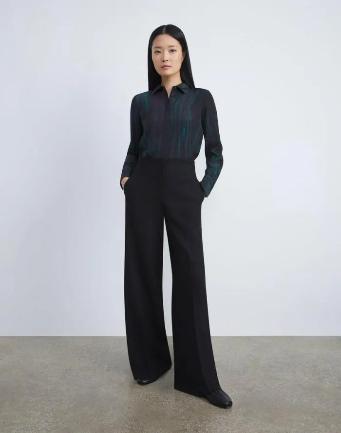 Ready To Wear Stamped Pages Print Silk Crepe De Chine Blouse Black Multi Lafayette 148 New York Blouses and Shirts