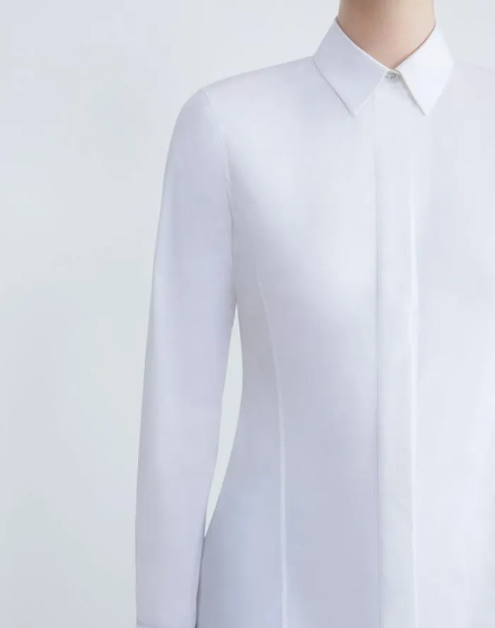 Ready To Wear Stretch Cotton Fit and Flare Shirt White Lafayette 148 New York Blouses and Shirts
