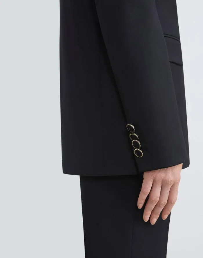 Ready To Wear Stretch Virgin Wool Single Button Blazer Black Lafayette 148 New York Jackets and Blazers