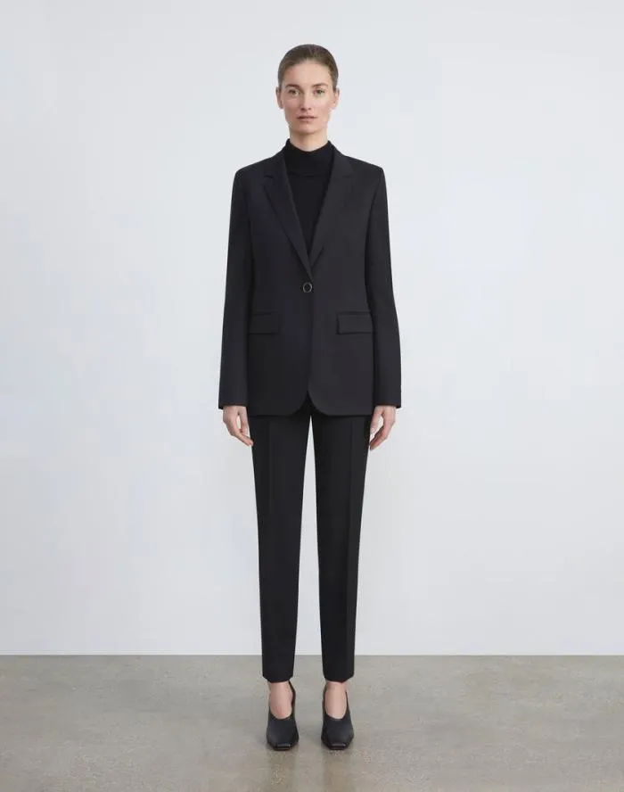 Ready To Wear Stretch Virgin Wool Single Button Blazer Black Lafayette 148 New York Jackets and Blazers