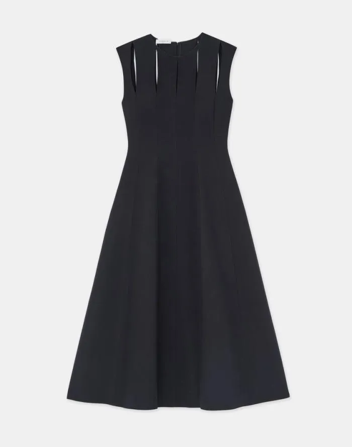 Ready To Wear WoolSilk Crepe Cutout Dress Black Lafayette 148 New York Dresses