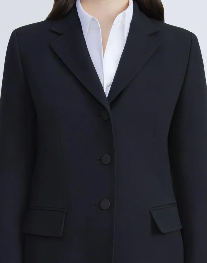 Ready To Wear WoolSilk Crepe ThreeButton Academy Blazer Black Lafayette 148 New York Jackets and Blazers