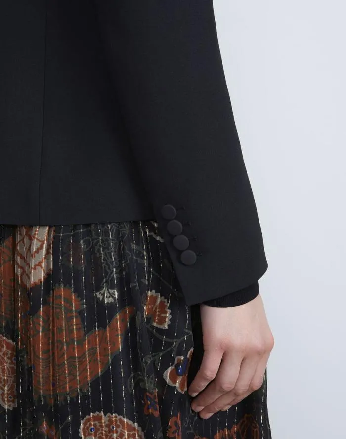 Ready To Wear WoolSilk Crepe ThreeButton Academy Blazer Black Lafayette 148 New York Jackets and Blazers