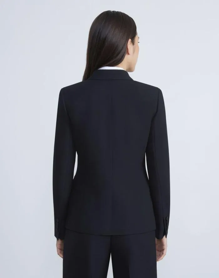 Ready To Wear WoolSilk Crepe ThreeButton Academy Blazer Black Lafayette 148 New York Jackets and Blazers