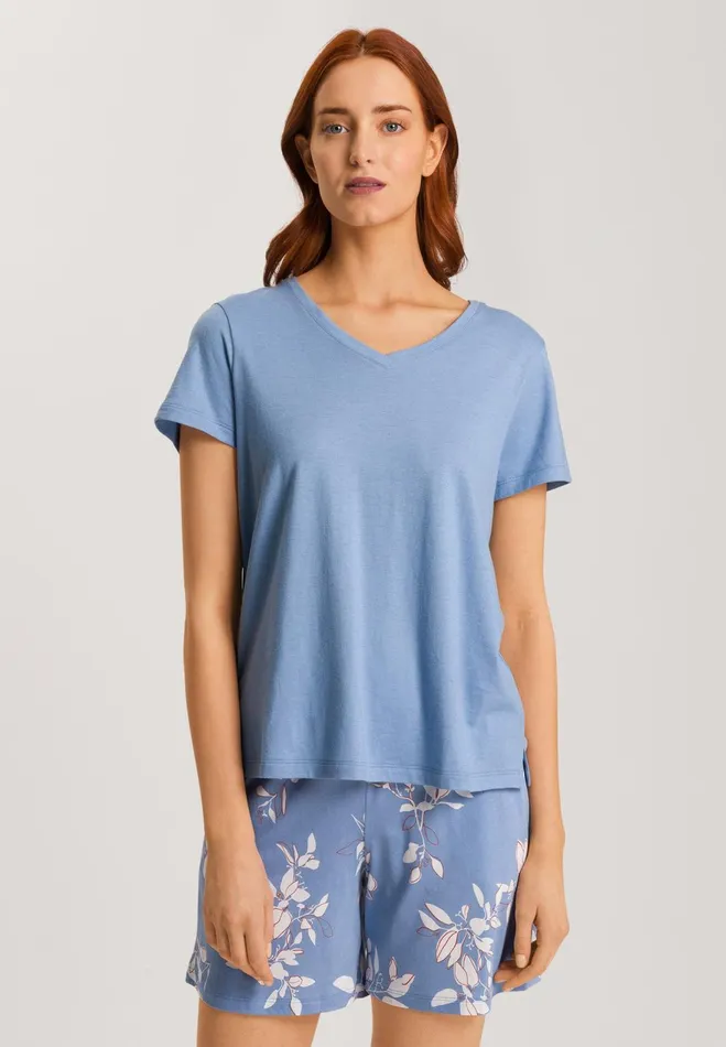 Relaxed VNeck TShirt Endless Blue Women HANRO Pajama Tops