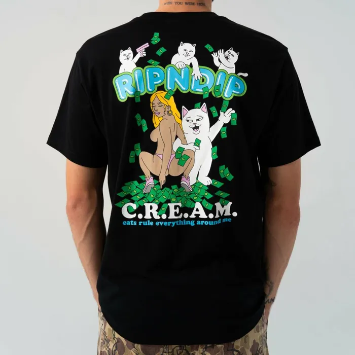 Ripndip Club Cream Tee Black Short Sleeve Tees Ripndip Club Cream Tee Black Short Sleeve Tees
