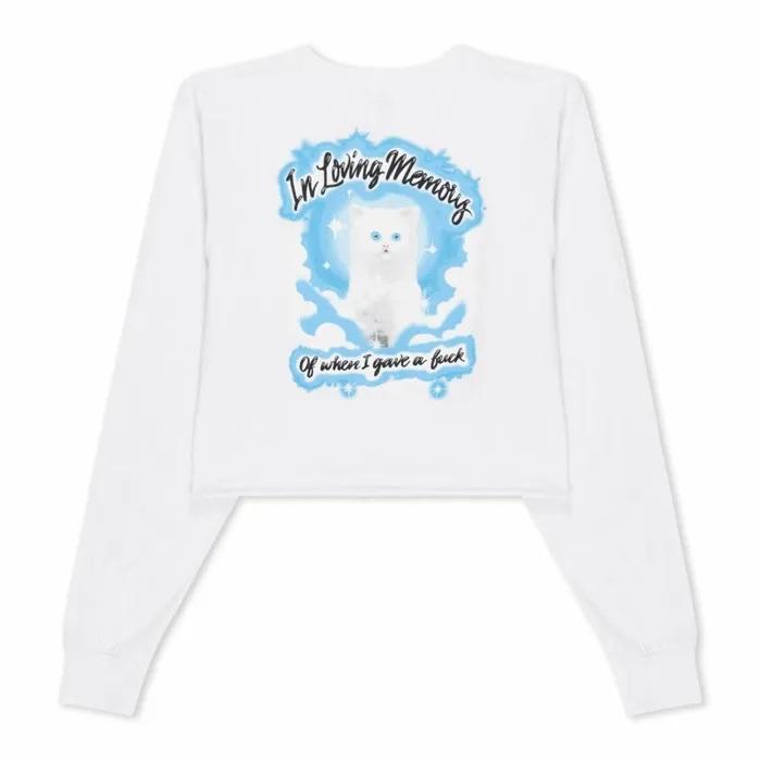 Ripndip In Loving Memory Cropped Long Sleeve White Womens Ripndip In Loving Memory Cropped Long Sleeve White Womens