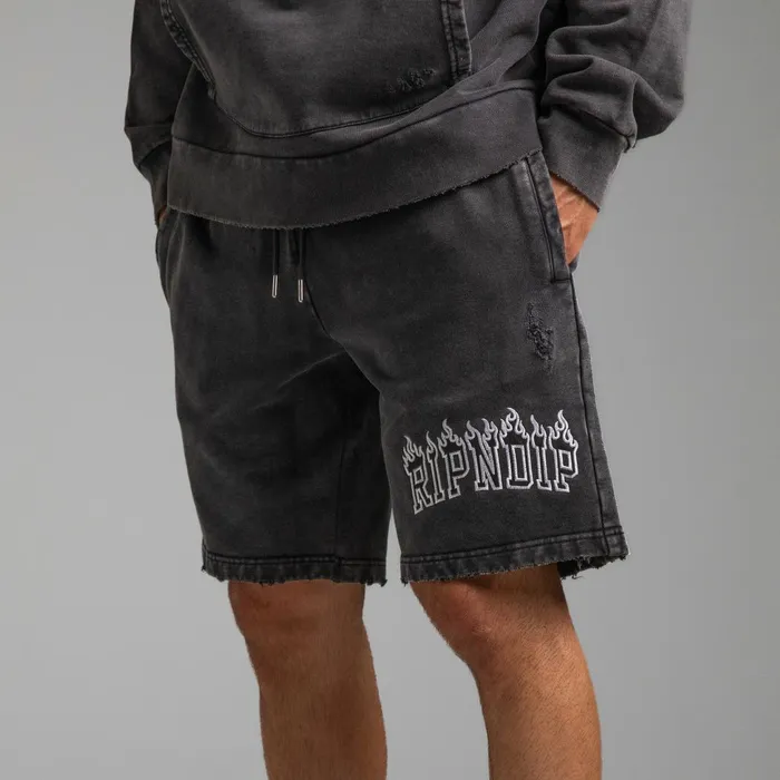 Ripndip Inferno Sweat Shorts Black Wash Sweats Ripndip Inferno Sweat Shorts Black Wash Sweats