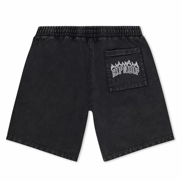 Ripndip Inferno Sweat Shorts Black Wash Sweats Ripndip Inferno Sweat Shorts Black Wash Sweats