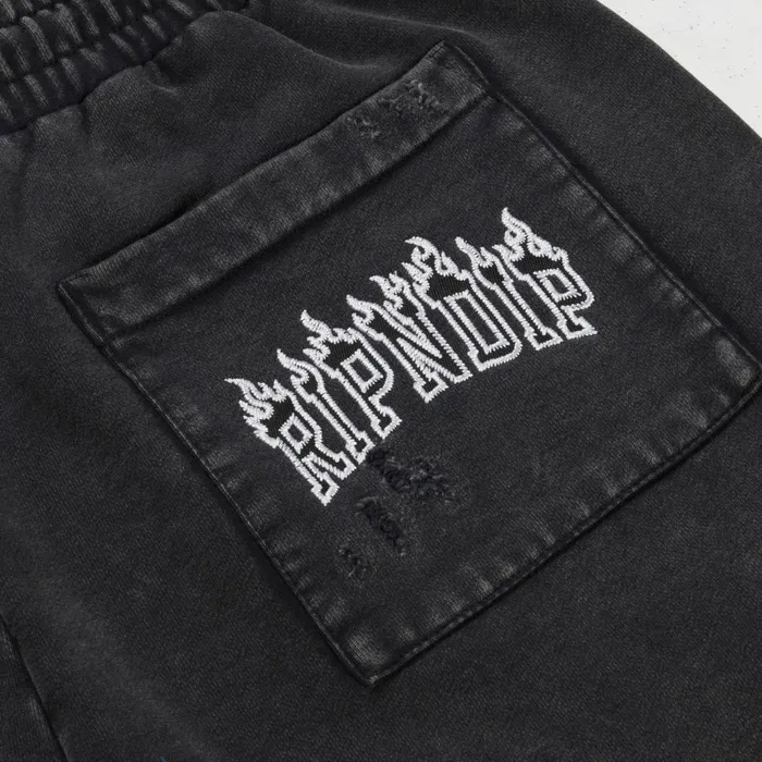 Ripndip Inferno Sweat Shorts Black Wash Sweats Ripndip Inferno Sweat Shorts Black Wash Sweats