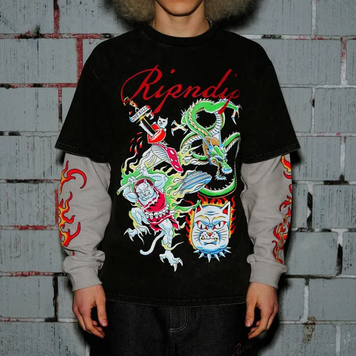 Ripndip InkEd Double Sleeve Tee Black Long Sleeve Tees Ripndip InkEd Double Sleeve Tee Black Long Sleeve Tees
