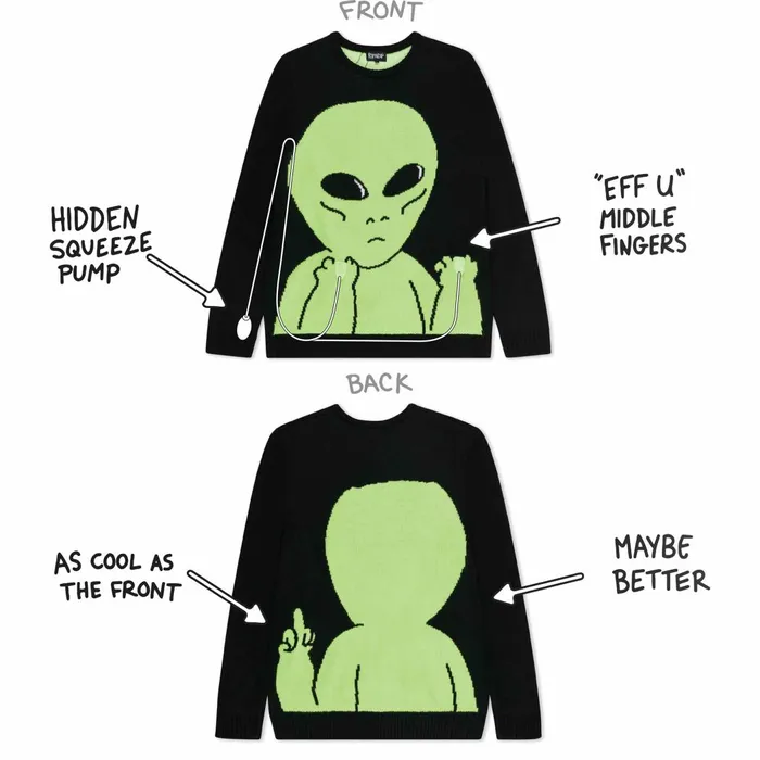 Ripndip Lord Alien Flippy Knitty Sweater Black Knits Sweaters Ripndip Lord Alien Flippy Knitty Sweater Black Knits Sweaters