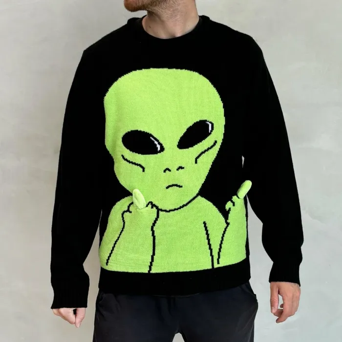 Ripndip Lord Alien Flippy Knitty Sweater Black Knits Sweaters Ripndip Lord Alien Flippy Knitty Sweater Black Knits Sweaters