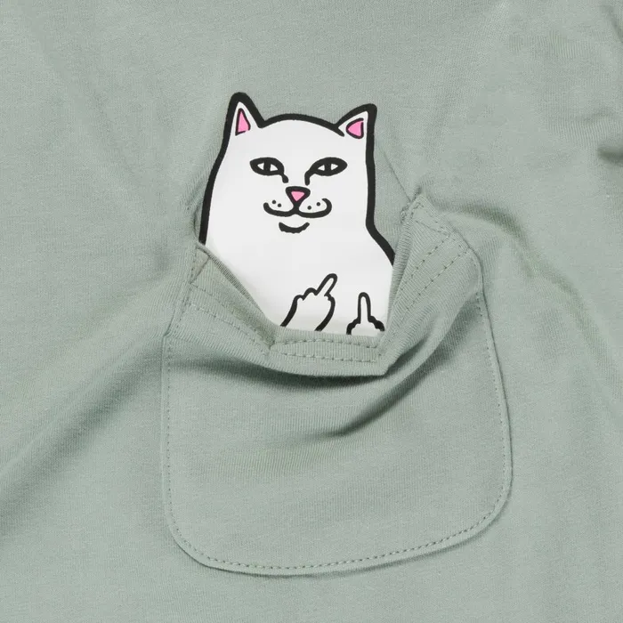 Ripndip Lord Nermal Cropped Long Sleeve Pocket Tee Sage Grey Womens Ripndip Lord Nermal Cropped Long Sleeve Pocket Tee Sage Grey Womens
