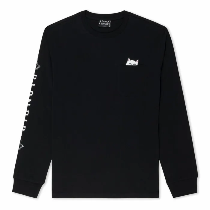 Ripndip Lord Nermal LS Pocket Tee Black Long Sleeve Tees Ripndip Lord Nermal LS Pocket Tee Black Long Sleeve Tees
