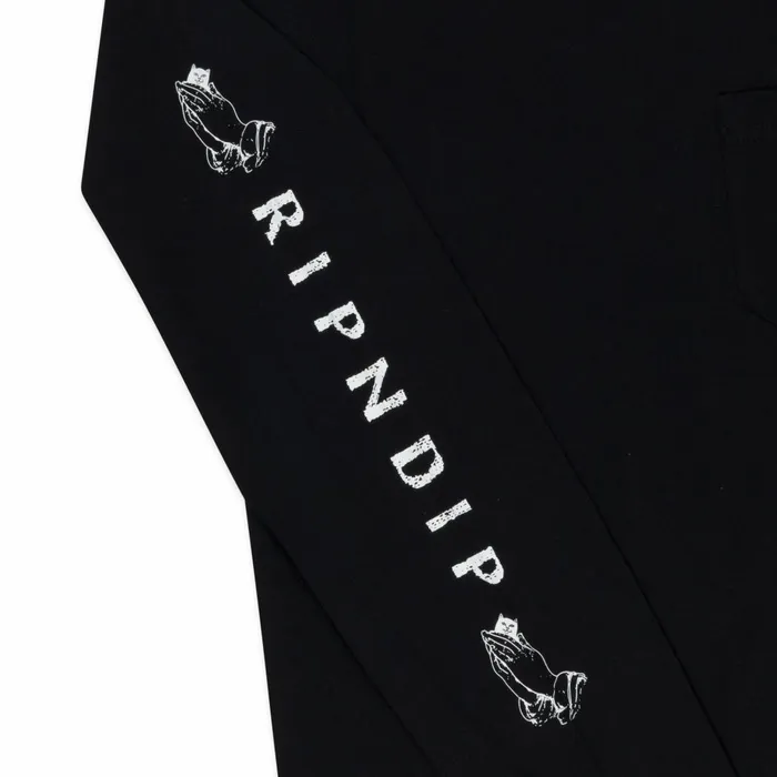 Ripndip Lord Nermal LS Pocket Tee Black Long Sleeve Tees Ripndip Lord Nermal LS Pocket Tee Black Long Sleeve Tees