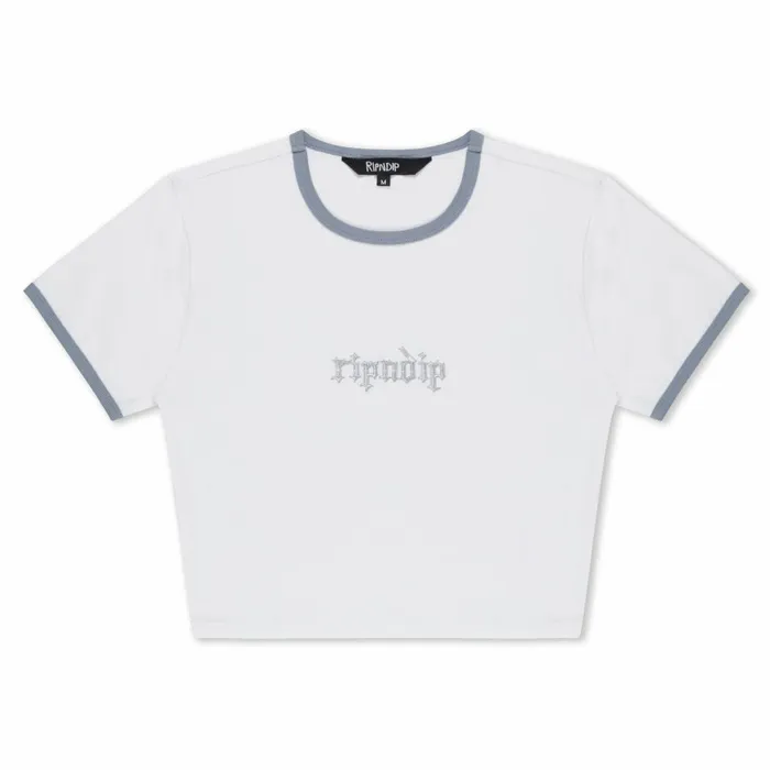 Ripndip Los Feliz Cropped Ringer Tee WhiteGrey Womens