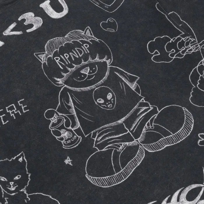 Ripndip Nermal Domination Tee Black Wash Short Sleeve Tees Ripndip Nermal Domination Tee Black Wash Short Sleeve Tees