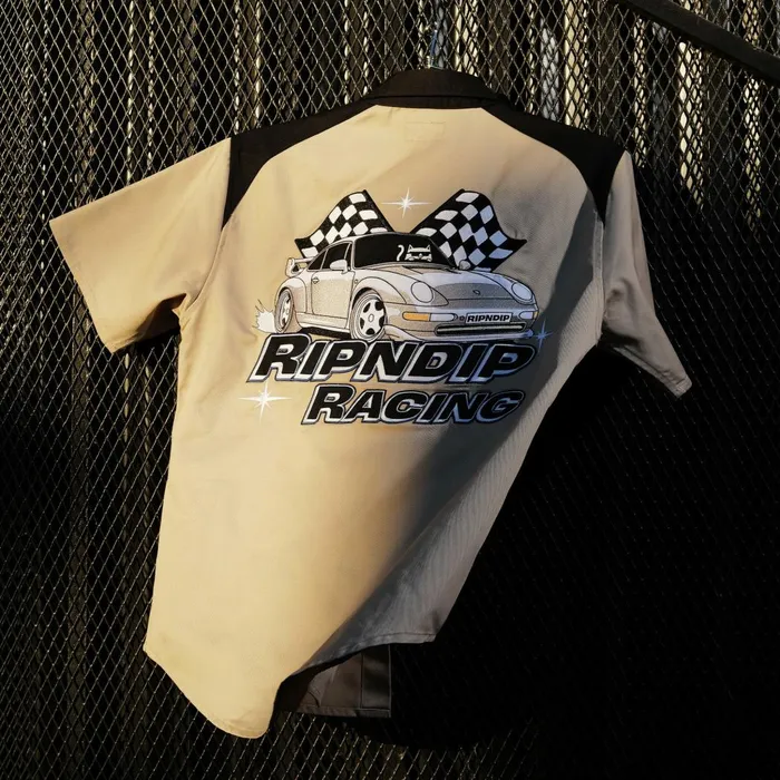 Ripndip Ripnrace Button Up Shirt Off White Button Ups Ripndip Ripnrace Button Up Shirt Off White Button Ups