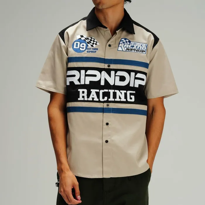 Ripndip Ripnrace Button Up Shirt Off White Button Ups Ripndip Ripnrace Button Up Shirt Off White Button Ups