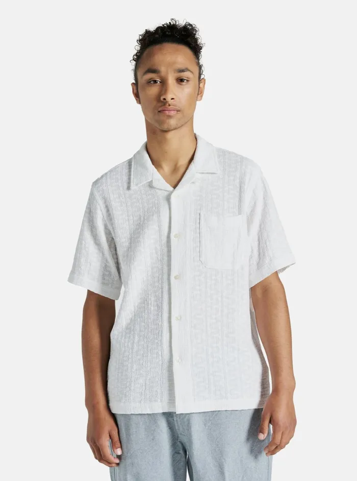 Road Shirt In White Bobble Cotton Men Universal Works Shirts