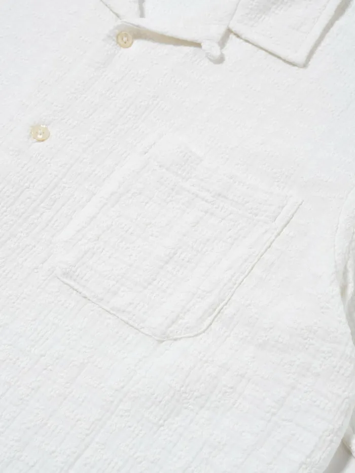 Road Shirt In White Bobble Cotton Men Universal Works Shirts