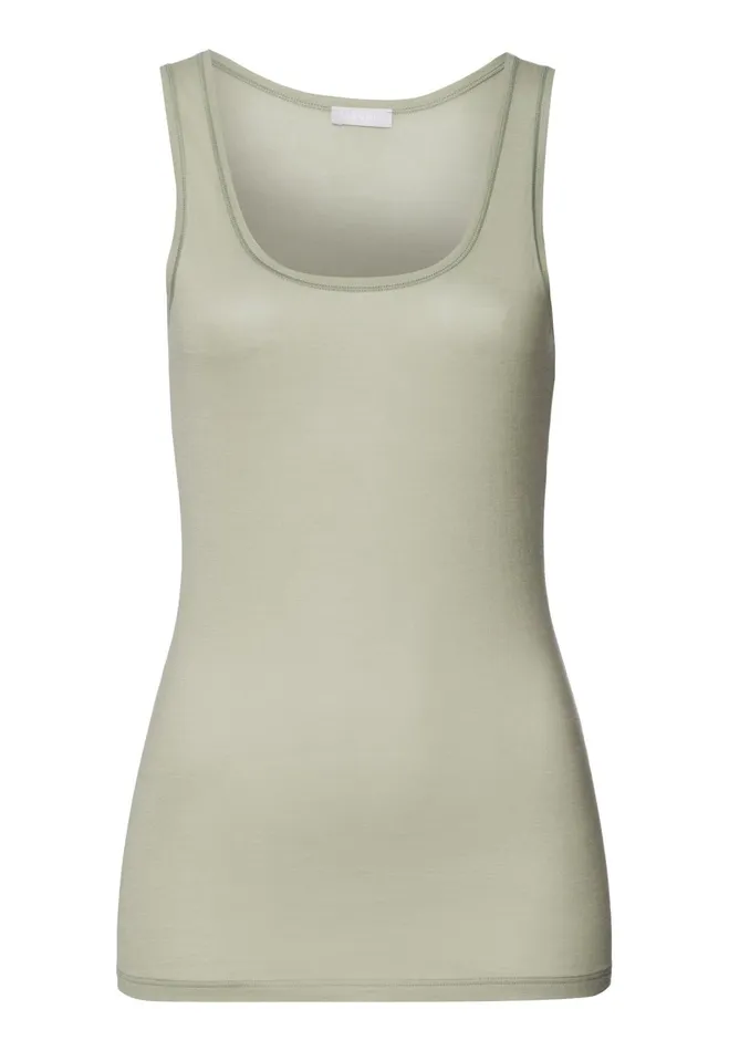 Round Neck Cotton Tank Top Crystal Green Women HANRO Lounge Tops