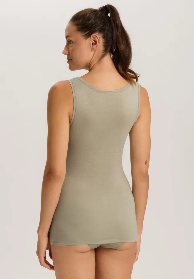Round Neck Cotton Tank Top Crystal Green Women HANRO Lounge Tops